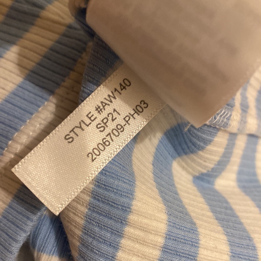 J.Crew ruffle tank white and blue striped . Size Xs. Style AW140 . - Picture 7 of 10